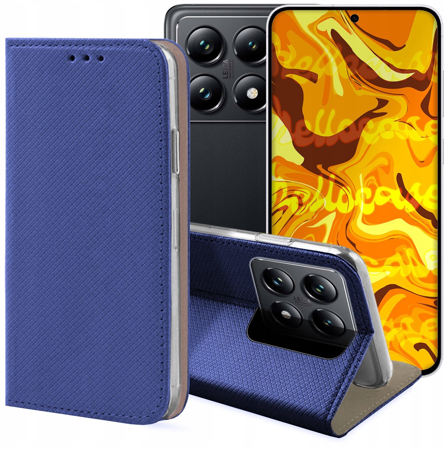 ETUI Z KLAPKĄ DO XIAOMI 14T PRO GRANATOWE ZAMYKANE MAGNETYCZNE OCHRONNE