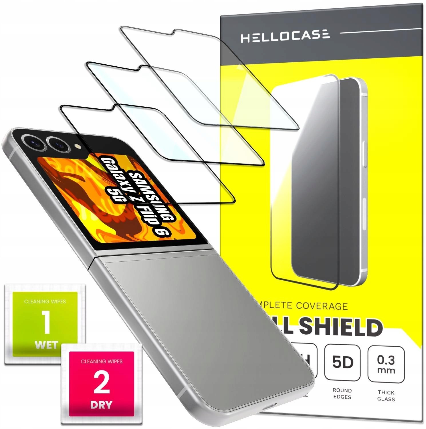 3-PAK Szkło Hartowane Do Samsung Galaxy Z Flip6 (Pełne, 5D, Szybka, 9H)