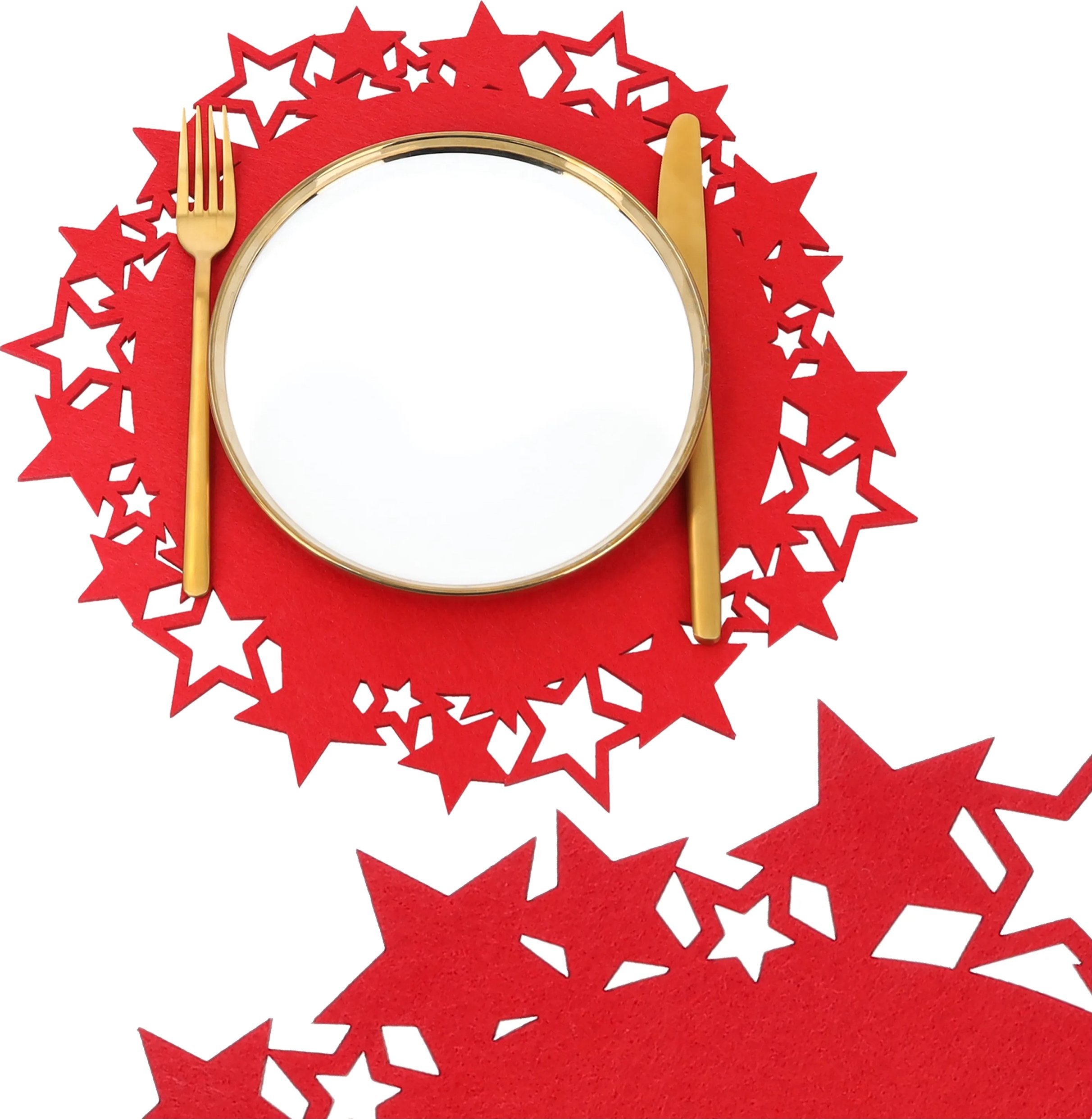 Podkładka pod Talerz 6szt gwiazdki czerwone filc OZDOBY świąteczne na stół