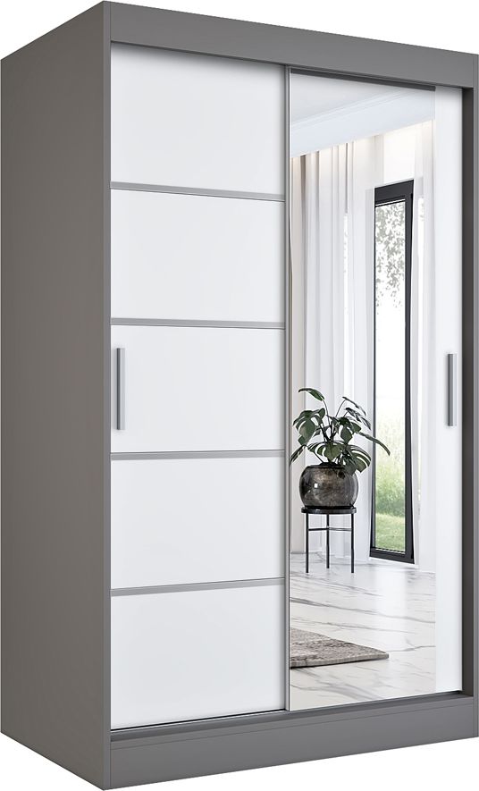 Elior Szafa przesuwna w odcieniu antracyt + biały - Lorenza 3X