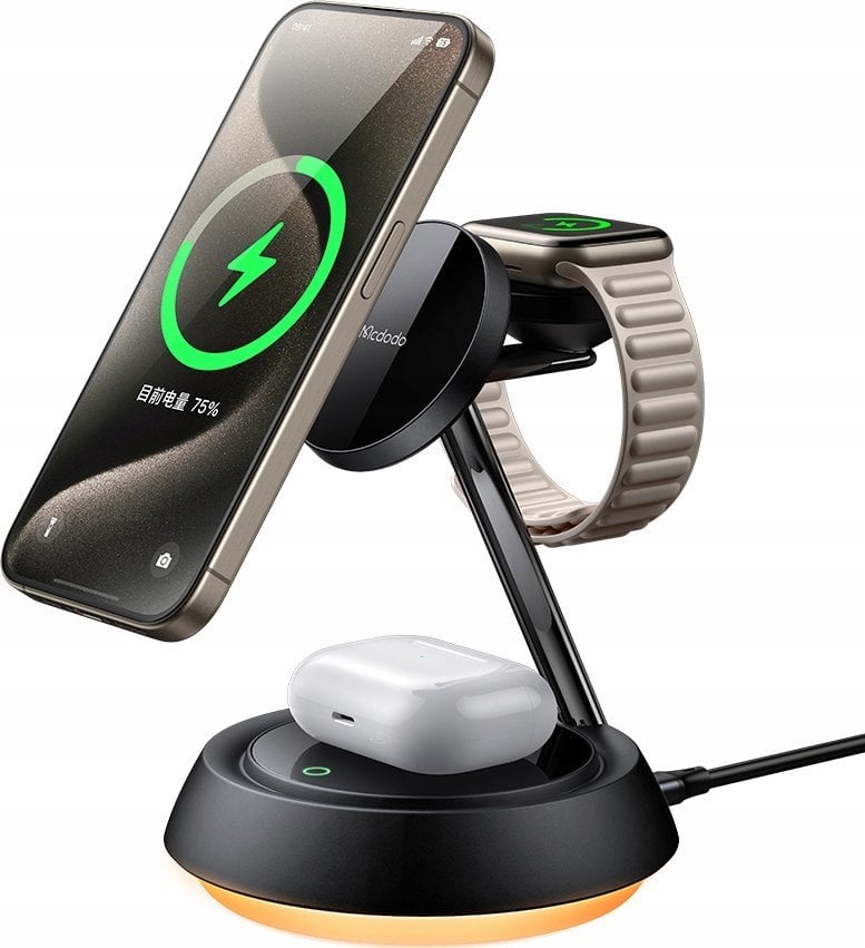 Ładowarka Mcdodo ŁADOWARKA INDUKCYJNA 15W 3W1 DO MAGSAFE IPHONE AIRPODS WATCH LAMPKA