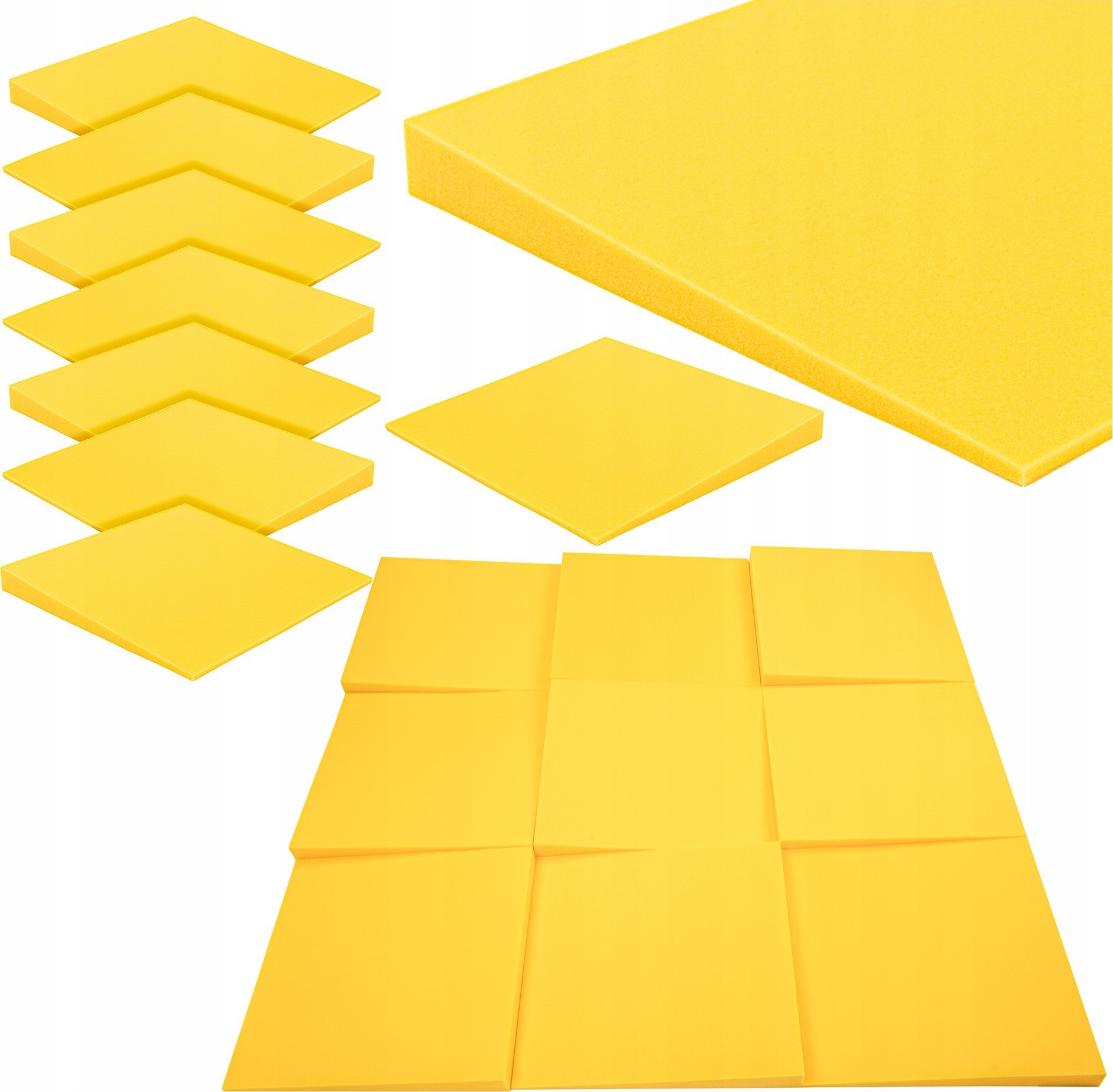 Panele akustyczne na ścianę żółta aranżacja pochłaniająca echo i pogłos za głośnik