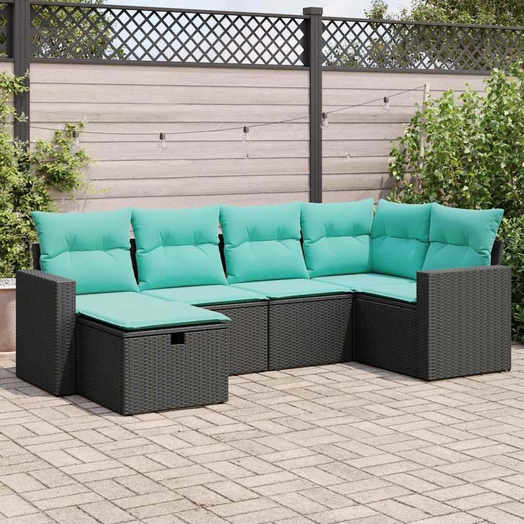Garden Sofa Set Black, Blue
