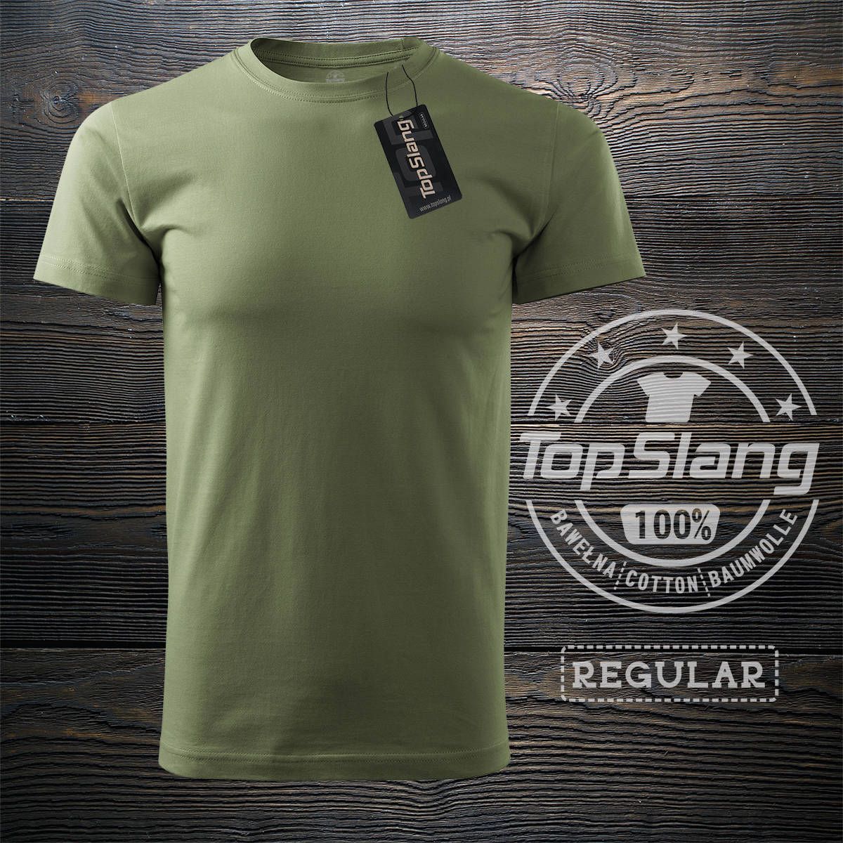 Topslang Topslang koszulka wojskowa zielona khaki męska bawełniana t-shirt męski zielony REGULAR M