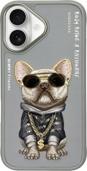 Nimmy iPhone 16 6.1" case gray/gray Glasses Cool Dog