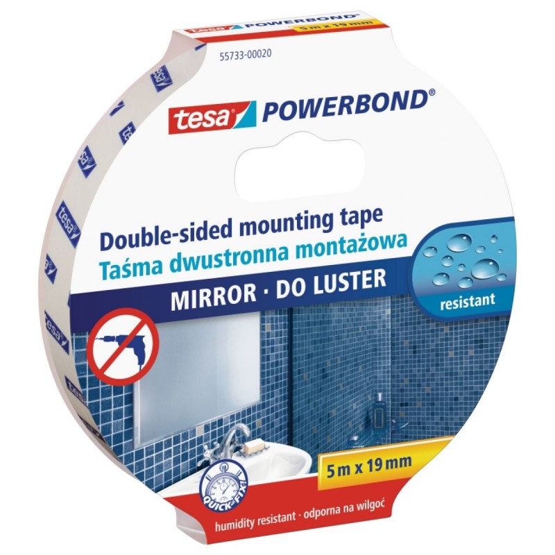 Tesa Taśma dwustronna montażowa POWERBOND do luster 5m 19mm H5573320