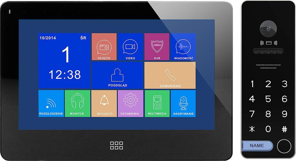 Orno Zestaw wideodomofonowy, bezsłuchawkowy kolor, LCD 7", dotykowy, menu OSD, pamięć, gniazdo na kartę SD, DVR, sterowanie bramą, z szyfratorem i RFI