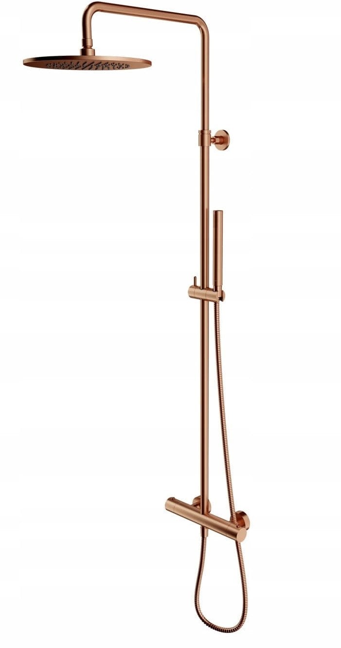 Y termostatyczny system prysznicowy natynkow; miedź szczotkowana