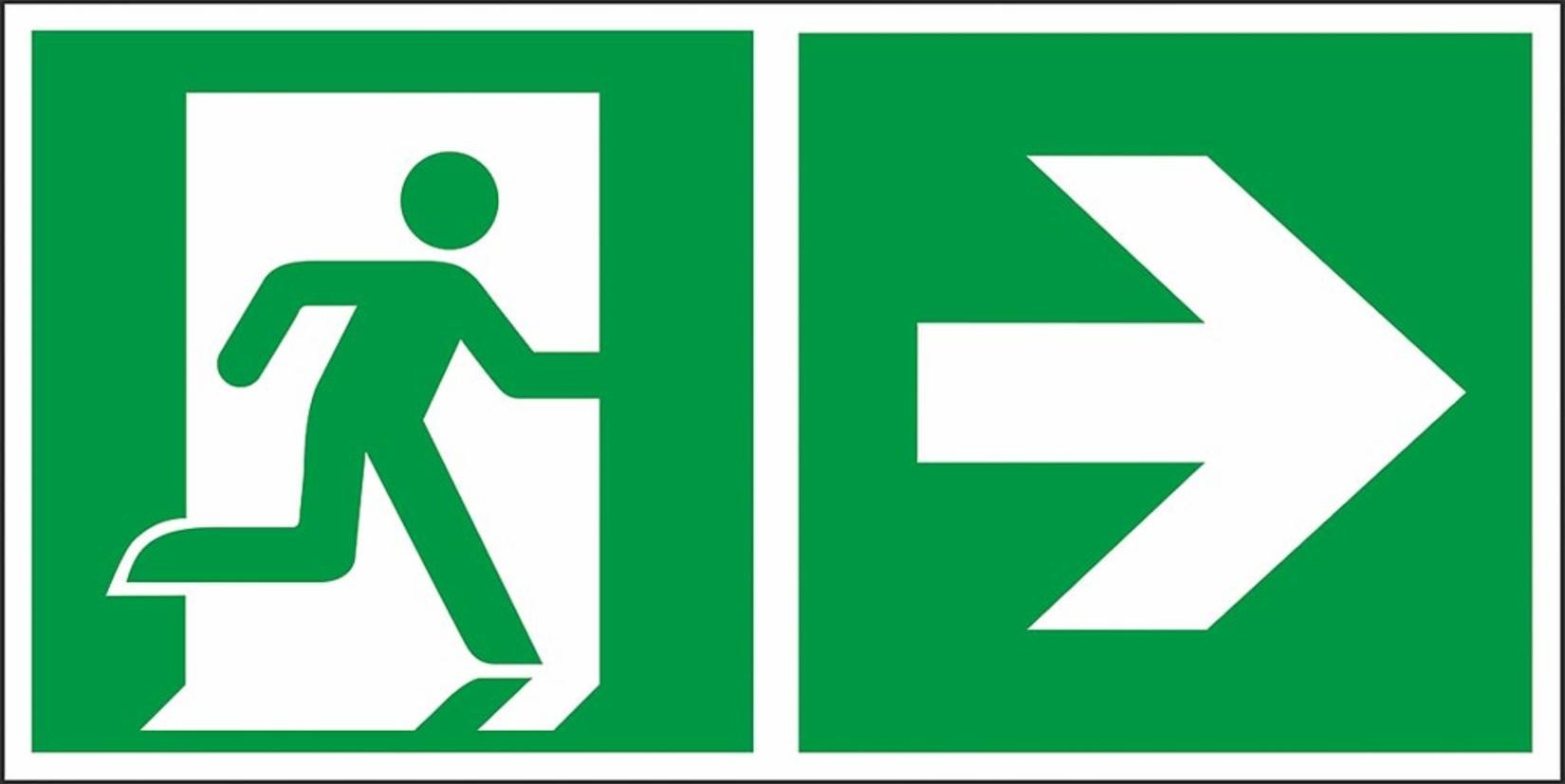 Reis Z-E002-1 - Znak ewakuacyjny Kierunek do wyjścia w prawo i prosto (za drzwiami)