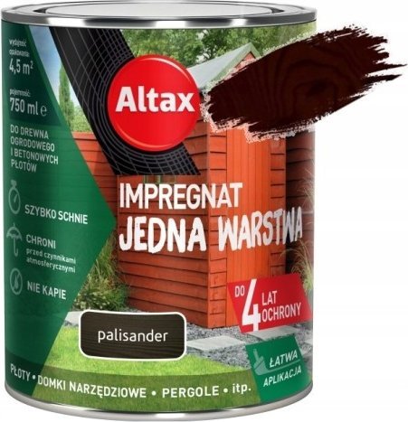 ALTAX Impregnat jedna warstwa do drewna i betonu palisander 0,75l