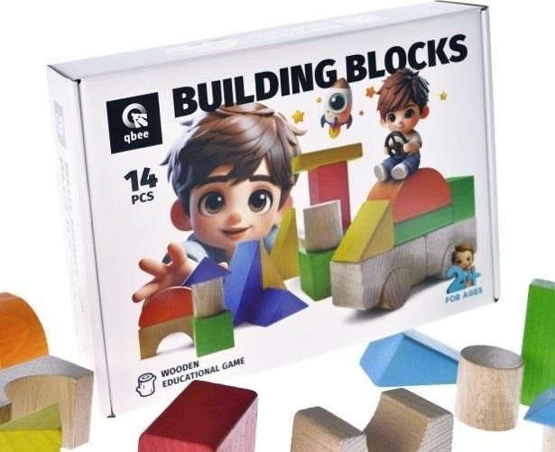 Klocki drewniane 14 elementów