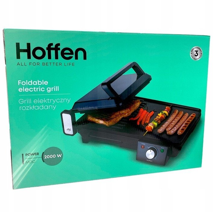 Kontaktowy Składany Grill Elektryczny Hoffen HO-00063 Czarny 2000 W