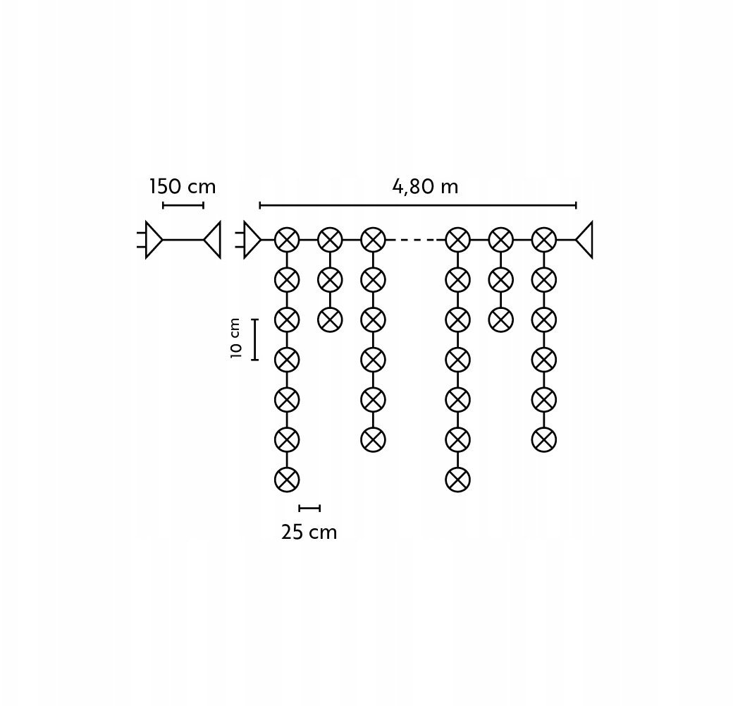 Bulinex Kurtyna świetlna zewnętrzna 100l kurtyna sople z dod.gniazdem 5m dekoracji +1,5m przew.zas. biały/ biały przewód 25-654