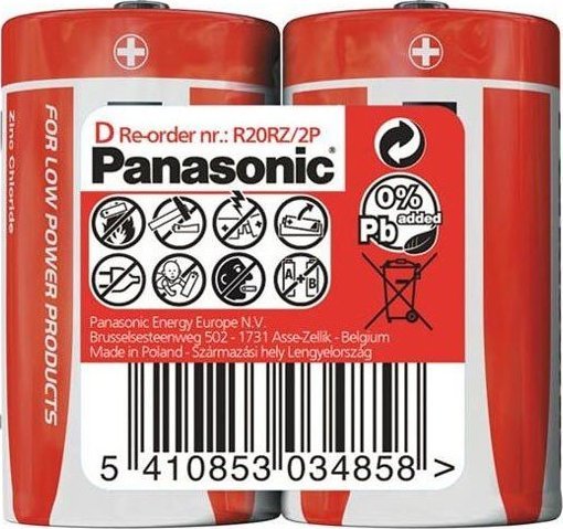 Panasonic Baterie / akumulatory FOTO < < < < Panasonic-aparaty cyfrowe, Baterie Panasonic R20RZ | 2 szt. | shrink pack (R20RZ/2P) - C0005049
