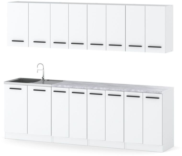 Meble Kuchenne Białe Zestaw Pojemna Kuchnia Nowoczesna Vero 2.6m Modułowy