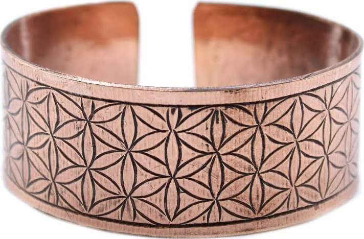 Lovrin Miedziana Tybetańska Bransoletka - Kwiat Życia