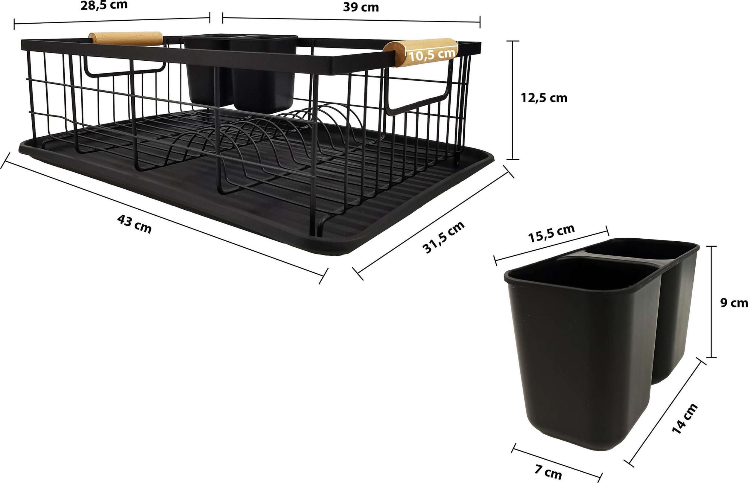 kontrast Suszarka do naczyń jednopoziomowa ociekacz 43x31,5x12,5 cm czarna