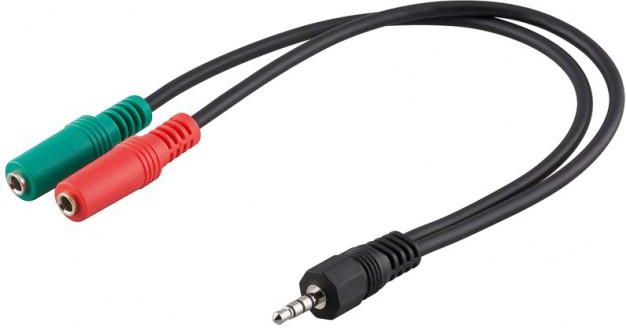 Kabel Manhattan Jack 3.5mm - Jack 3.5mm x2 0.15m czarny (352024)