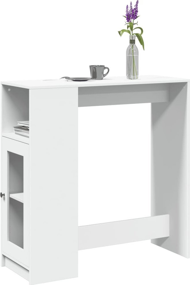 vidaXL Stolik barowy z przegrodami, biały, 101x40x103,5 cm