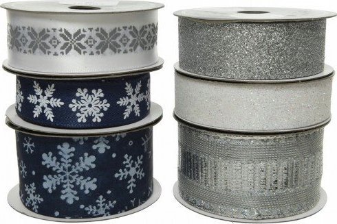 Kaemingk Wstążka ozdobna świąteczna prezentowa zestaw 6 szt.