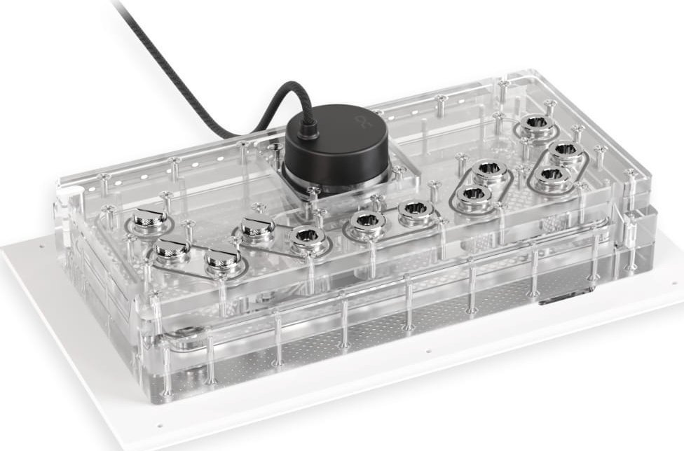 Alphacool Apex Distroplate Dark Base Pro 901, ARGB mit Apex Pumpe - wei