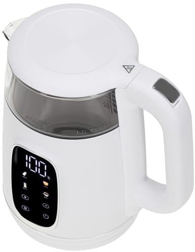 Adler Czajnik elektryczny szklany LED z regulacją temperatury 1,7L AD1305 White/Silver