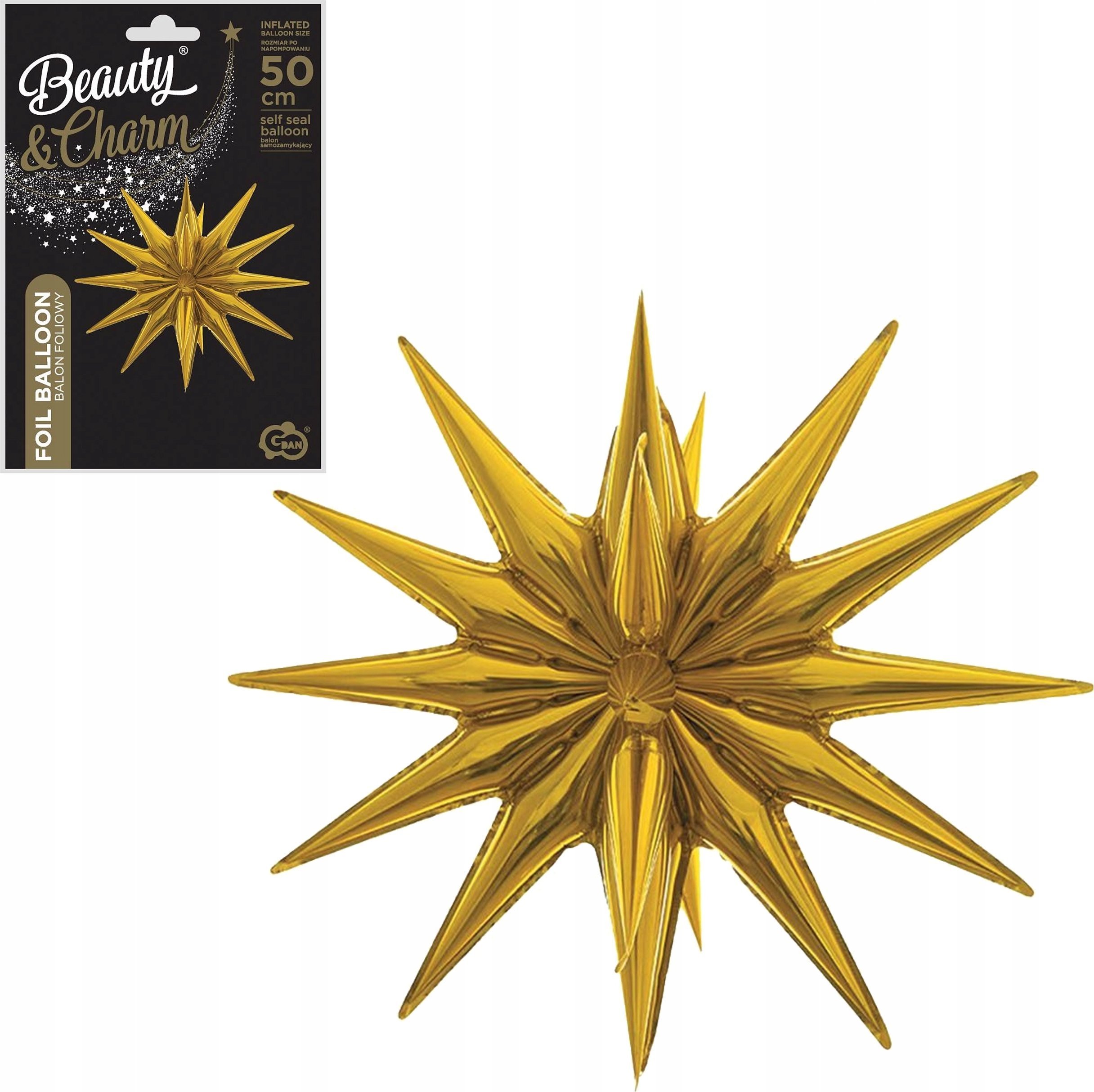 GoDan Balon folia Gwiazda 3D złota 50x46 FG-G3ZL 92353