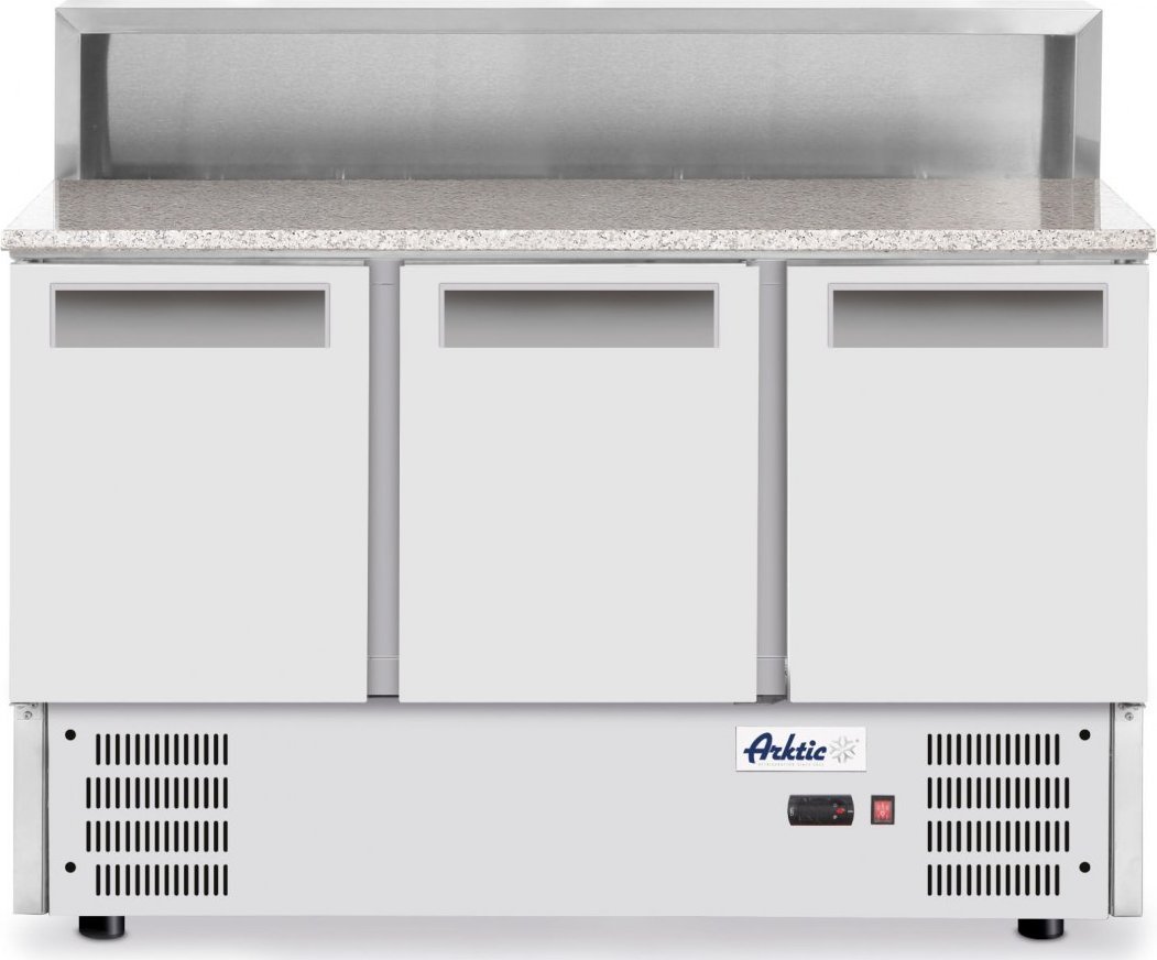 ARKTIC Stół chłodniczy 3-drzwiowy z nadstawą i blatem granitowym na 8x GN1/6 368 l - Hendi 236215
