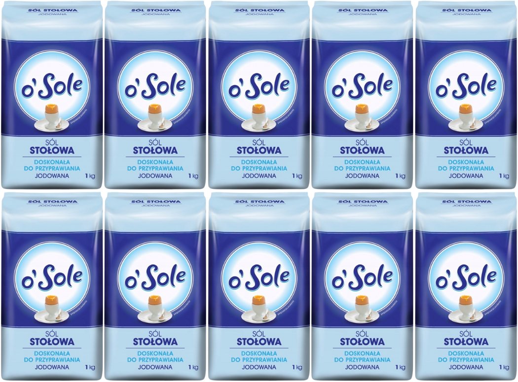 o'Sole Sól stołowa jodowana 1 kg x 10 sztuk