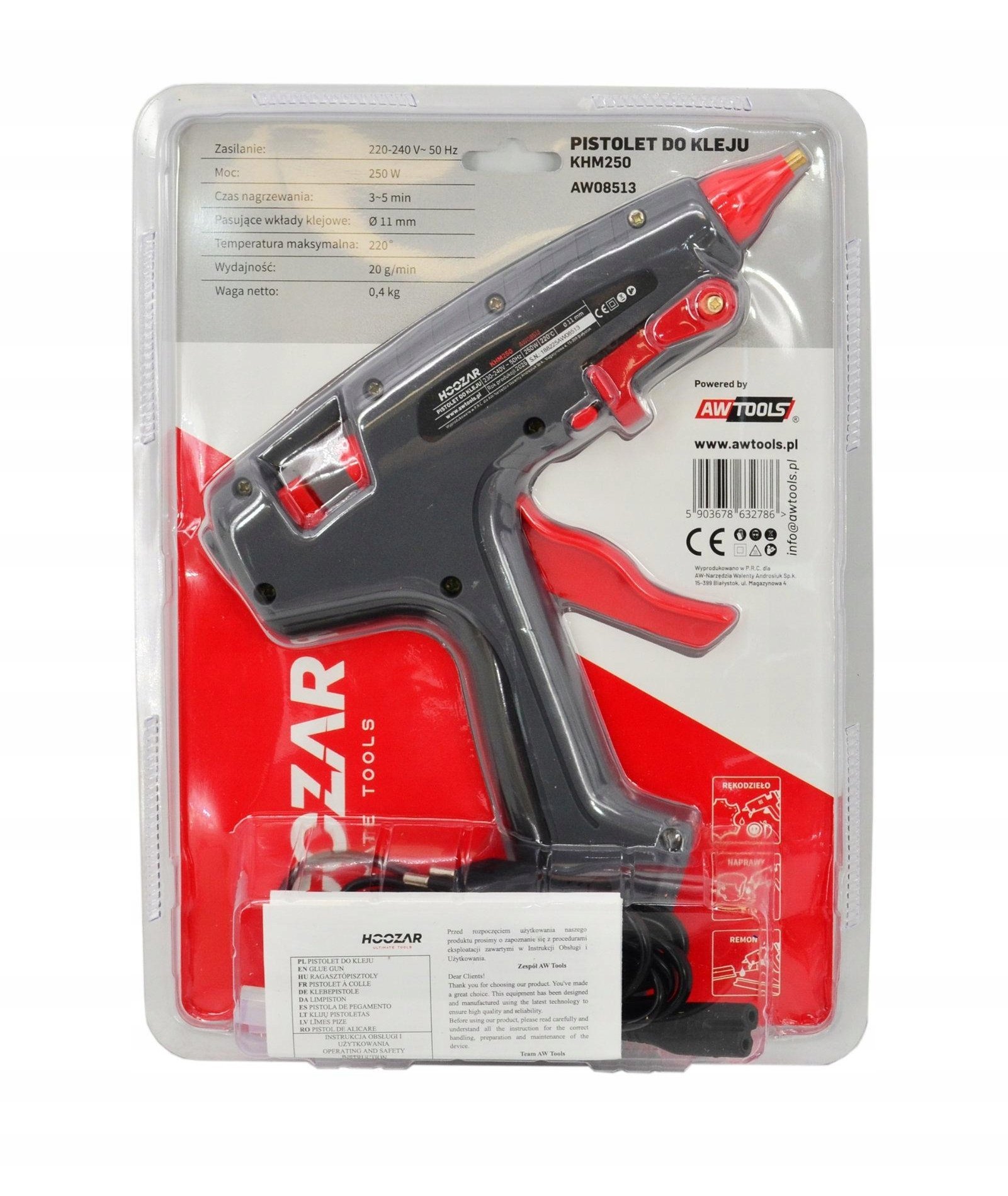 Pistolet do kleju Hoozar PISTOLET DO KLEJU 11mm 250W