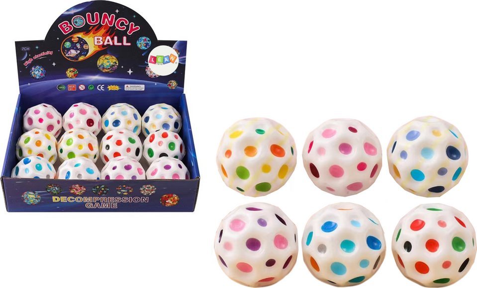 LeanToys Kosmiczna Piłeczka Do Odbijania Ugniatania z Wgłębieniami Biała 7cm