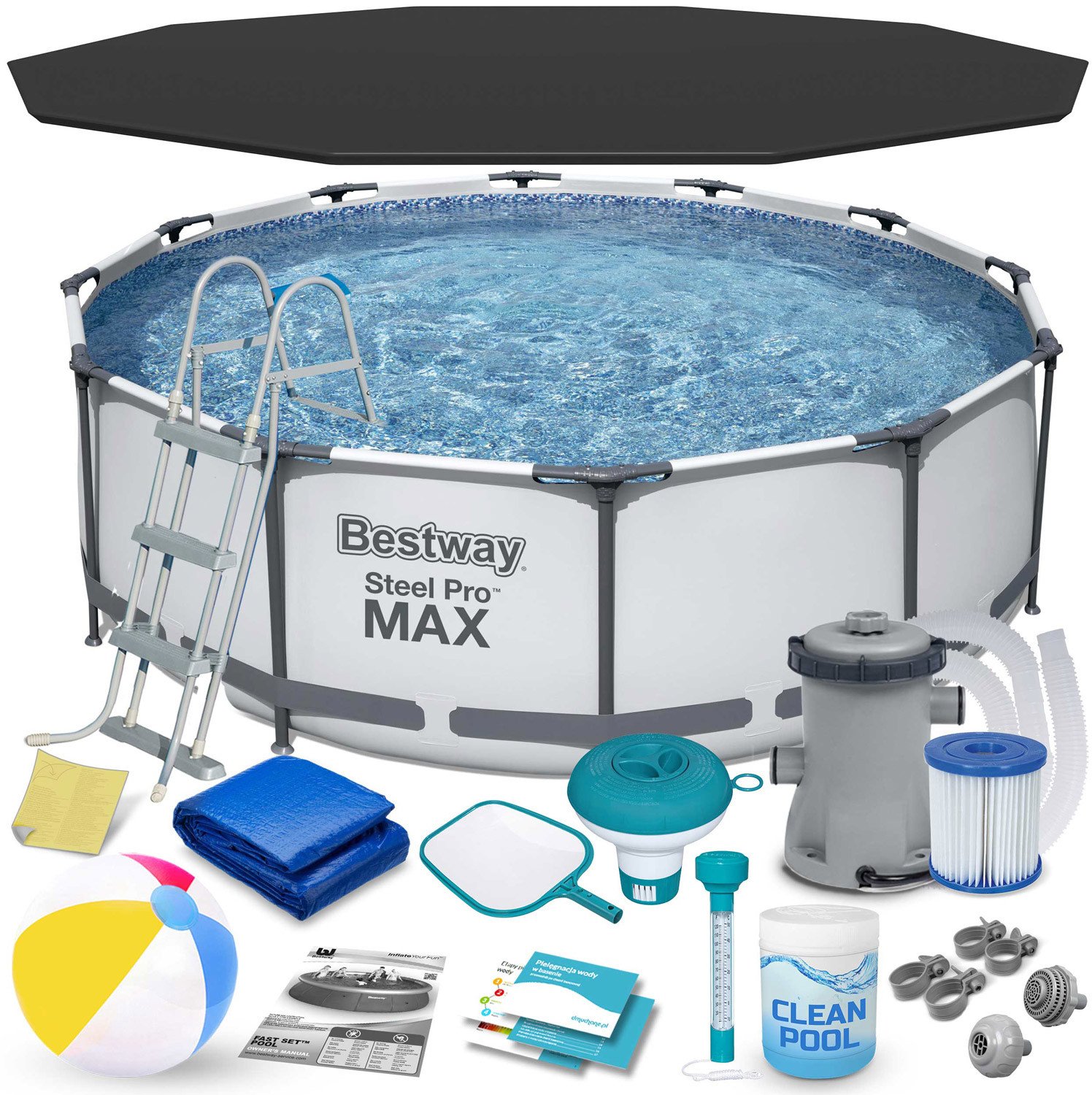 Basen ogrodowy stelażowy 366 x 100 cm 17w1 Bestway 56418