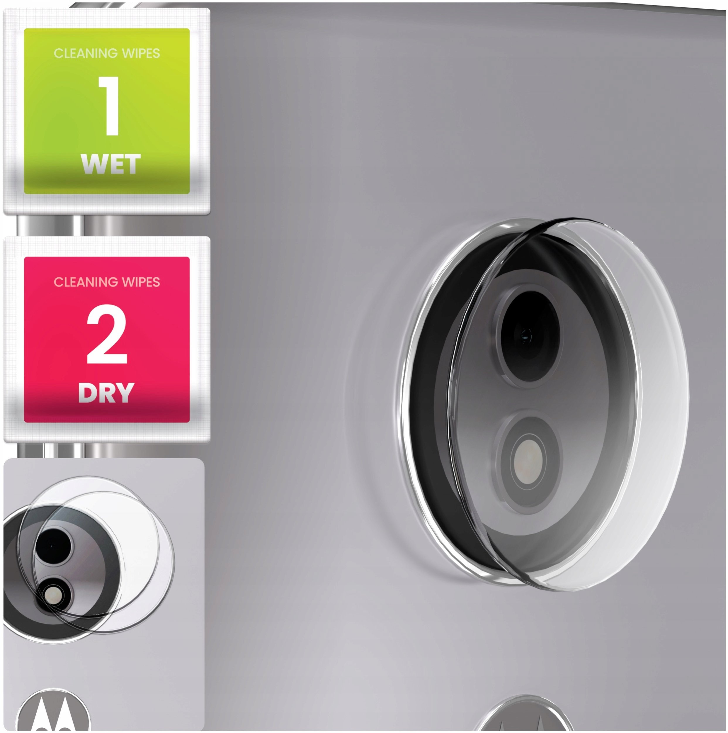 2-PAK Szkło Na Aparat Do Motorola Moto E5 (Hartowane, Na Obiektyw, 9H)