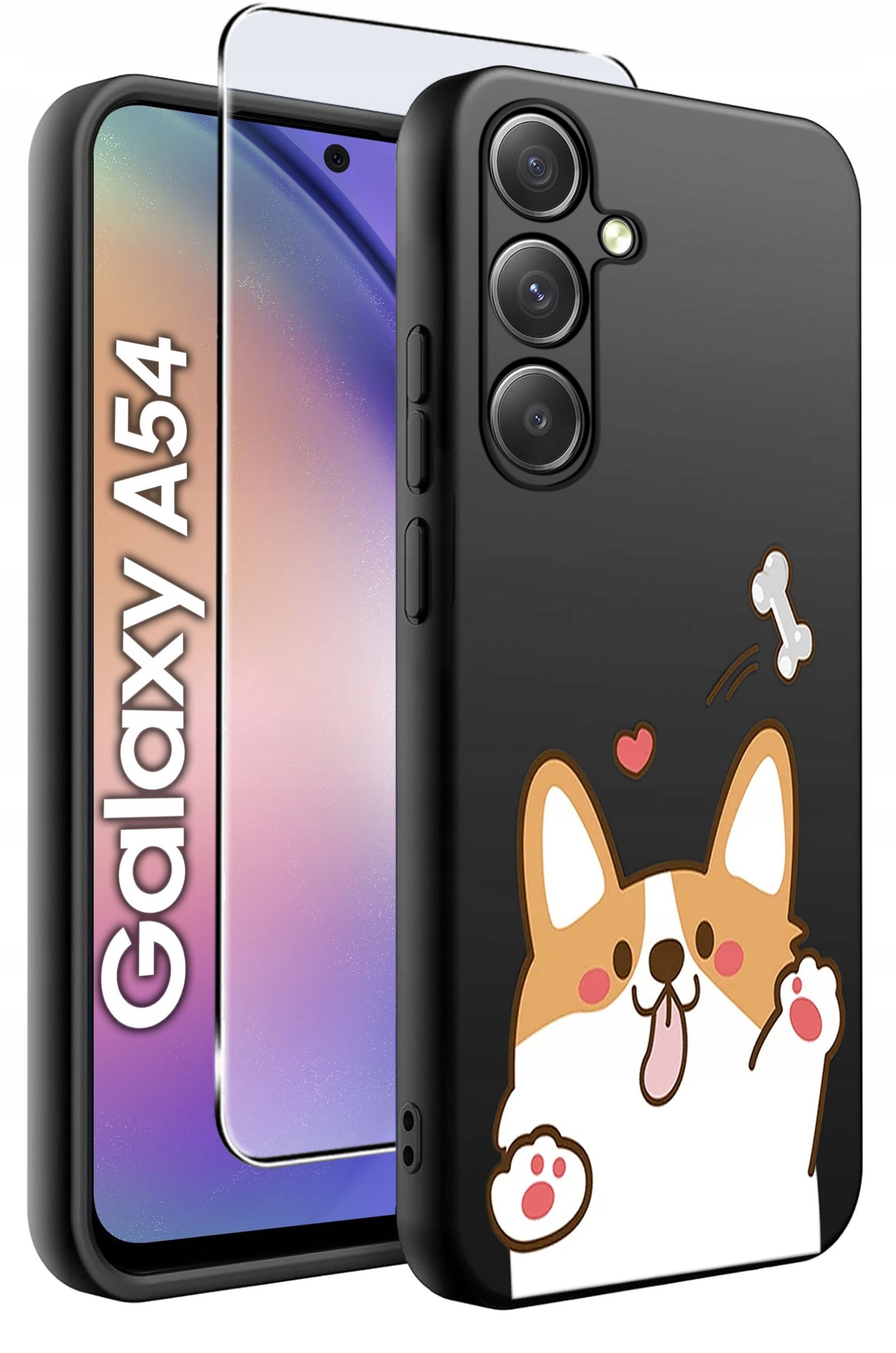 ETUI do Samsung A54 5G WZORY | SILIKONOWE MATT CASE + SZKŁO 9H