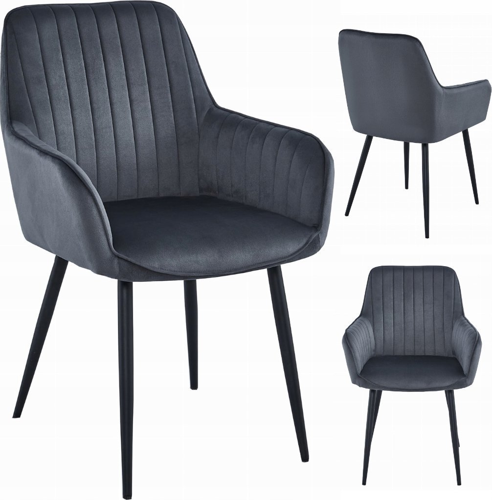 Leobert Krzesło SOLDEN - aksamit ciemny szary / nogi czarne x 1