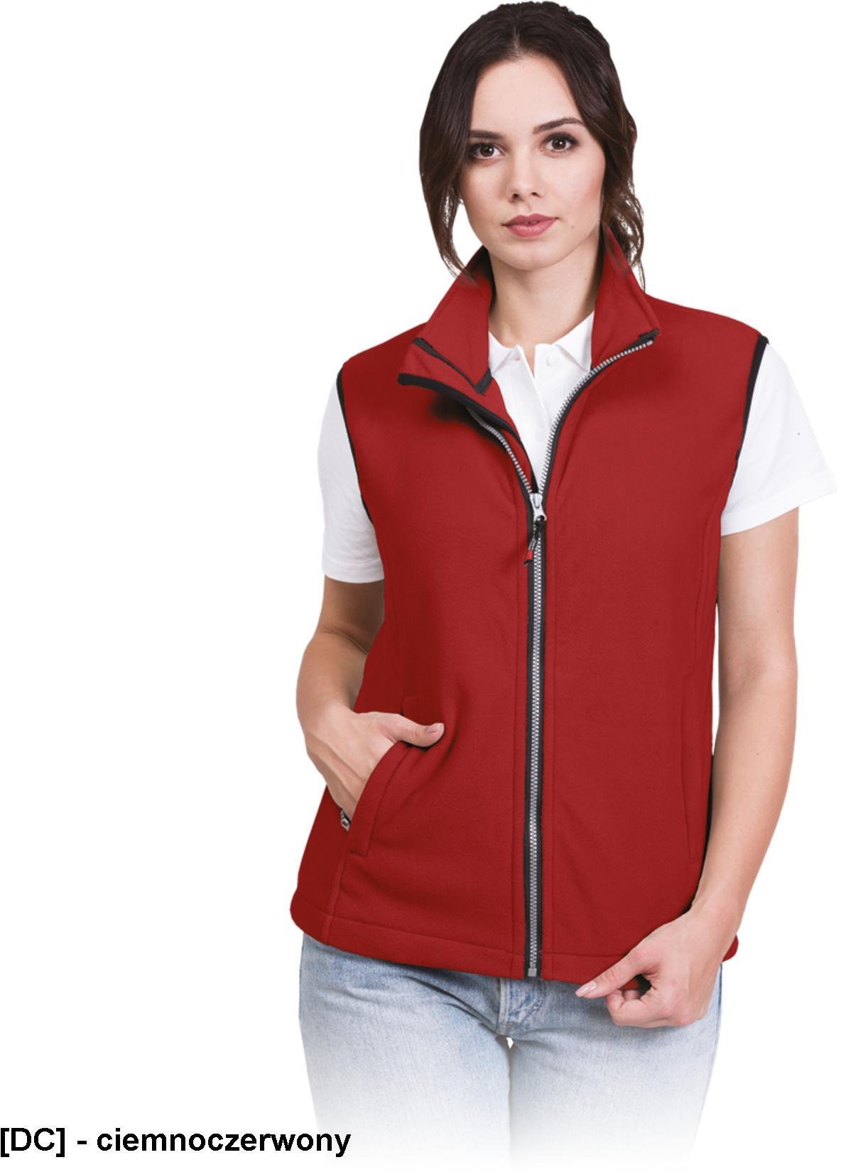 Reis VHONEY-L bezrękawnik damski polarowy, kołnierz ze stójką - ciemnoczerwony L