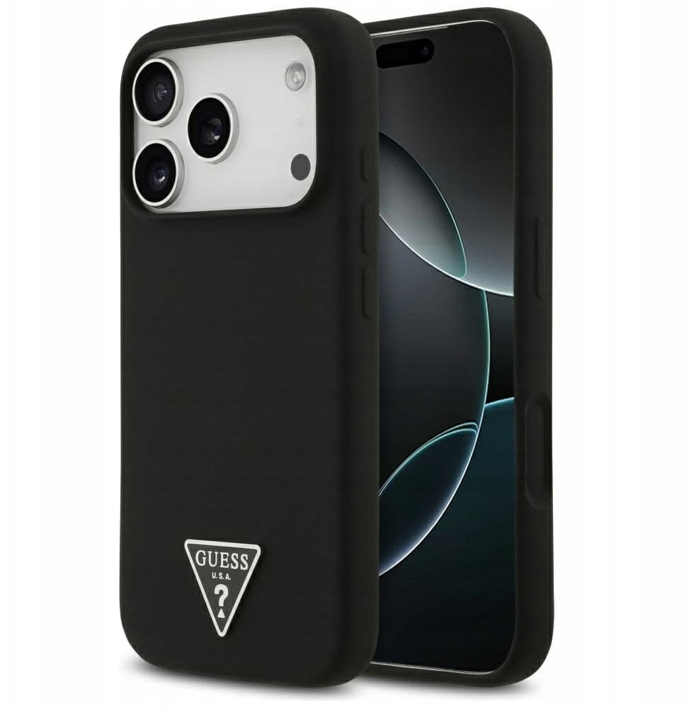 Case Guess Silicone Triangle Logo MagSafe for iPhone 17 Pro Max black