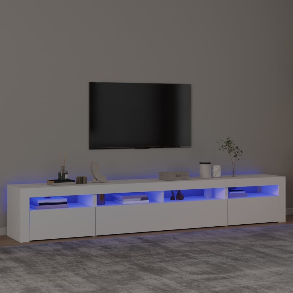 vidaXL Szafka pod TV z oświetleniem LED, biała, 240x35x40 cm