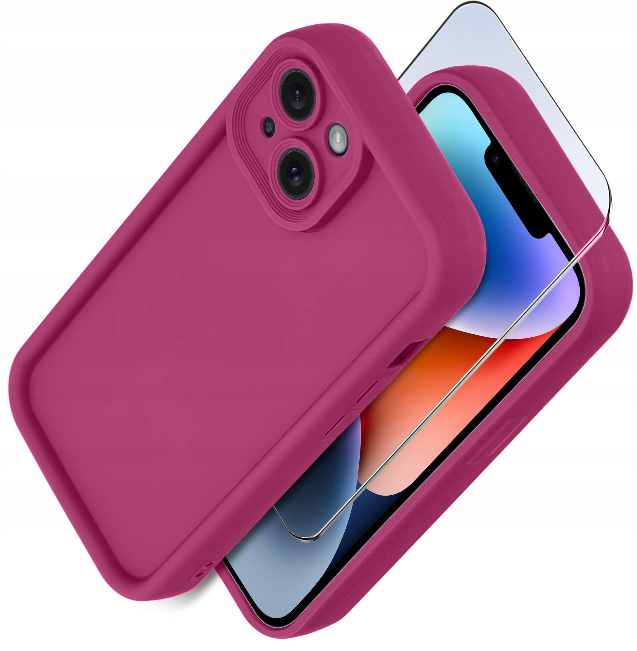 Etui do iPhone 13 | 14 silikonowe MATOWE + Szkło ochronne na ekran 9H