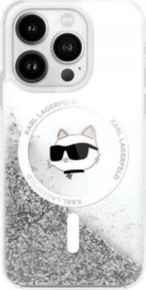 Karl Lagerfeld Karl Lagerfeld KLHMP16SLGCHSGH iPhone 16 6.1" hardcase transparent Liquid Glitter Choupette Head Magsafe