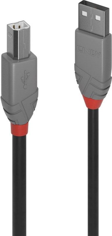 Kabel USB Lindy USB-A - USB-B 0.5 m Szary (36671)