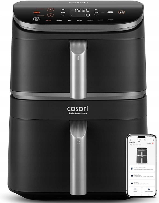 COSORI Turbo Tower Pro Smart Wi-Fi 10,8 l Double Stack Airfryer ceramiczny