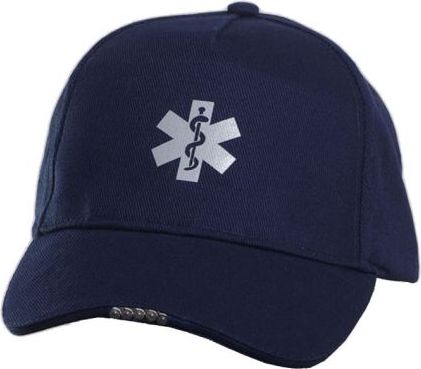 Polska Firma Czapka LED ESKULAP odblaskowa z latarką - granatowa