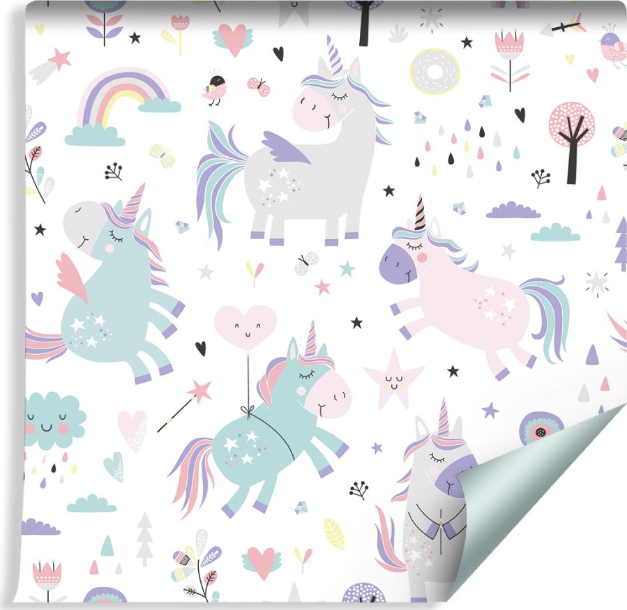 Muralo Tapeta Dla Dzieci - Urocze Kolorowe Jednorożce