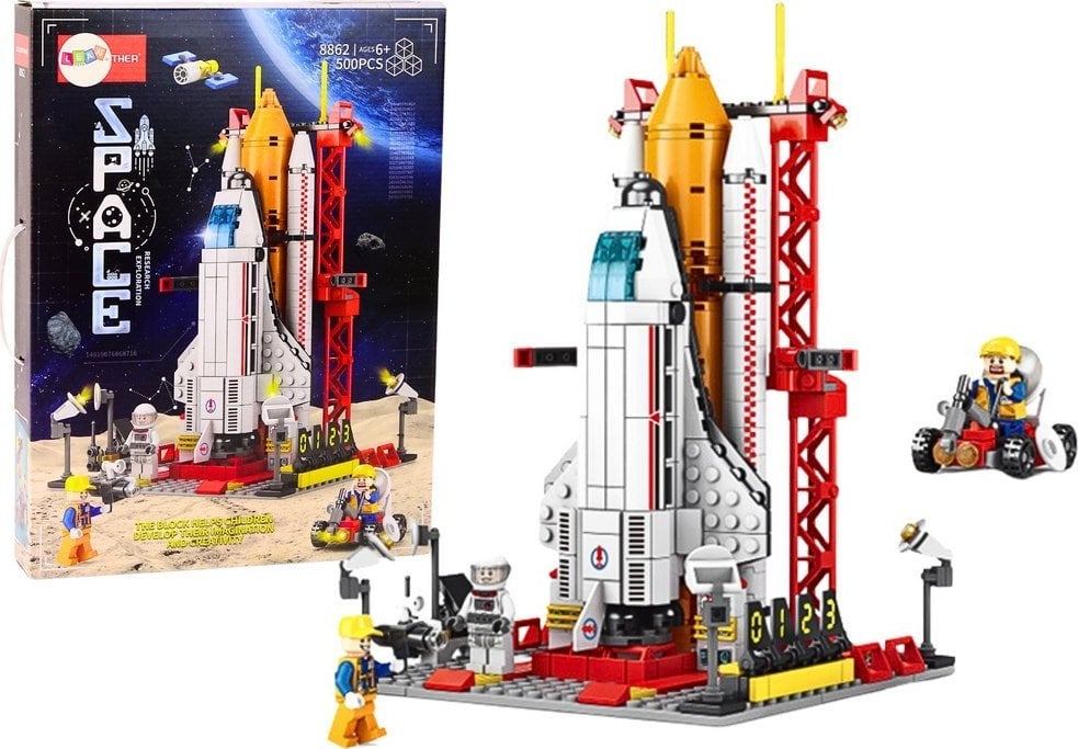 LeanToys Statek Kosmiczny Klocki Konstrukcyjne Kosmos Rakieta Platforma Startowa 500 el.