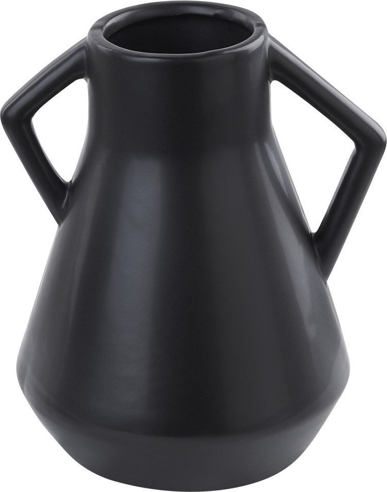 Beliani Wazon na kwiaty ceramiczny czarny FERMI