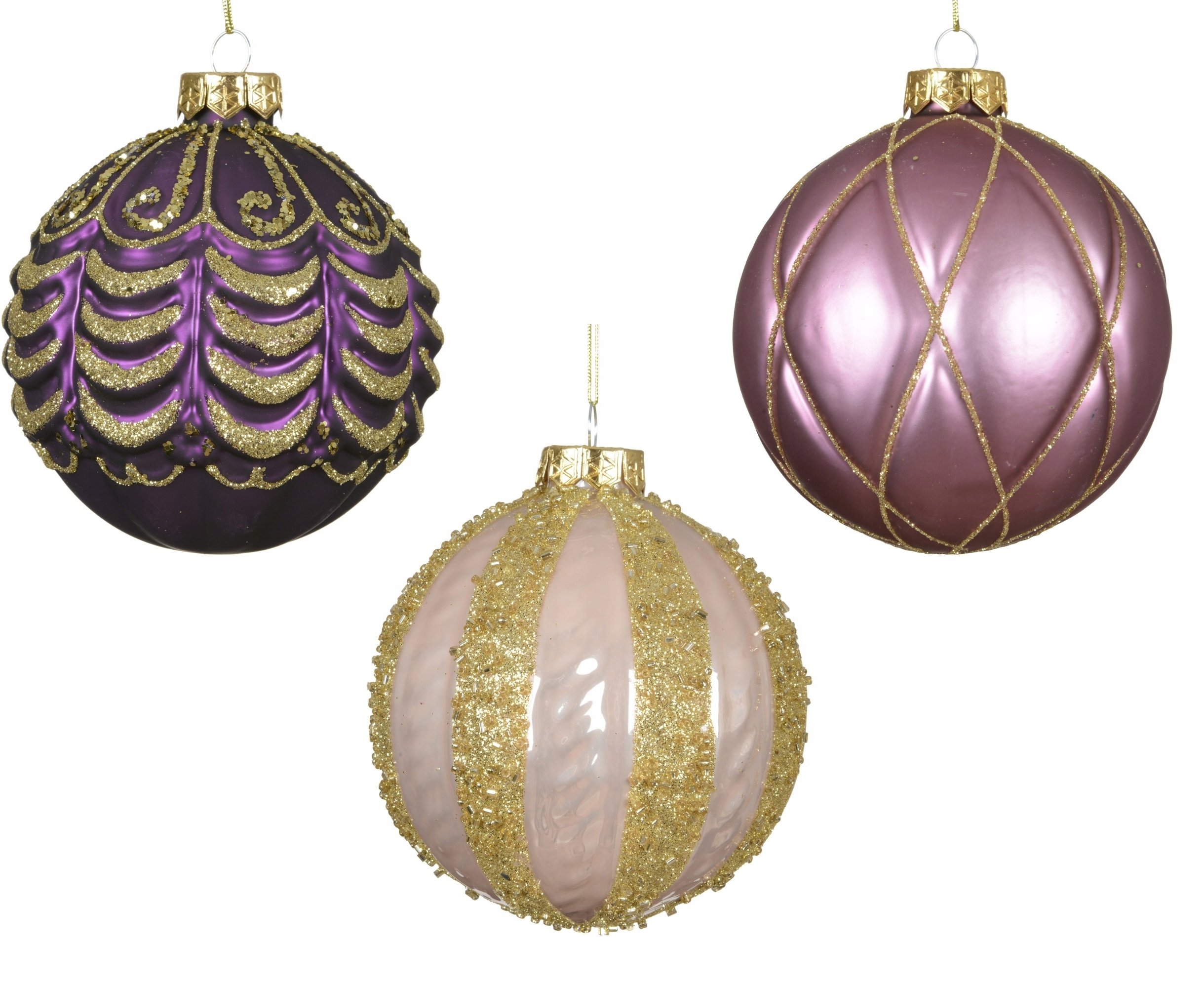 Bombka choinkowa szklana okrągła dekorowana duża 10cm 1szt