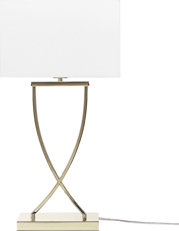 Lampa stołowa Beliani Lampa stołowa metalowa złota z białym YASUNI