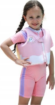 Strój do nauki pływania kamizelka kapok pływacki dla dzieci unicorn różowa