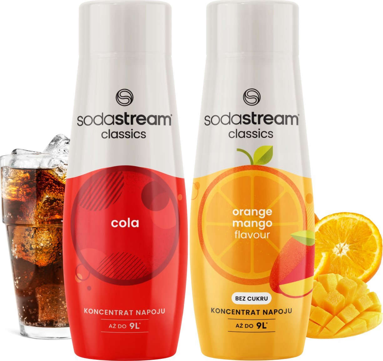 SODASTREAM Zestaw Koncentratów do Saturatora 2x Syrop COLA + POMARAŃCZA MANGO